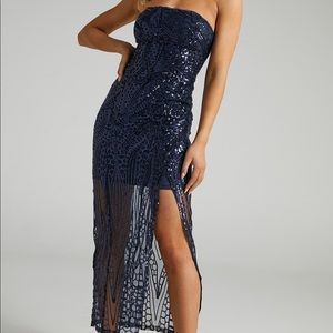 NEVER BEEN WORN!- American Hero Maxi Dress in Navy Sequin.